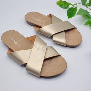 ESPRIT Gold Metallic‎ Cross Sandals 6M Vacation Sandals New without box
